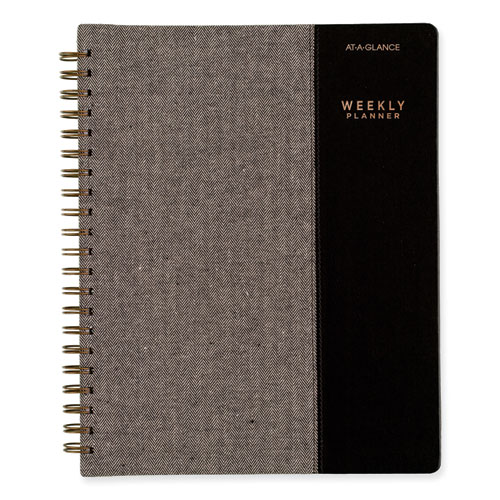 Picture of Signature Collection Black/Gray Felt Weekly/Monthly Planner, 11.25 x 9.5, Black/Gray Cover, 13-Month: Jan 2025 to Jan 2026