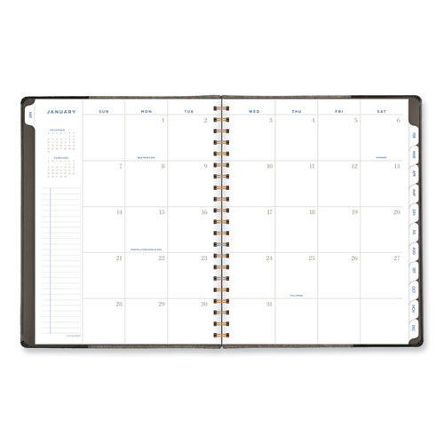 Picture of Signature Collection Black/Gray Felt Weekly/Monthly Planner, 11.25 x 9.5, Black/Gray Cover, 13-Month: Jan 2025 to Jan 2026