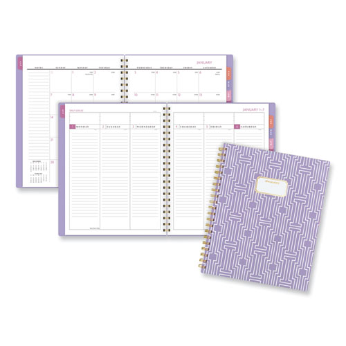 Picture of Badge Geo Weekly/Monthly Planner, Geometric Artwork, 11 x 9.25, Purple/White/Gold Cover, 13-Month (Jan to Jan): 2024 to 2025