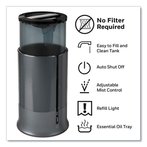 Picture of Filter Free Ultrasonic Cool Mist Humidifier, 1.25 gal, 8.8 x 8.8 x 13.2, Black