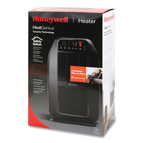 Picture of Heat Genius Ceramic Portable Heater, 1,575 W, 5.6 x 10.2 x 17.3, Black