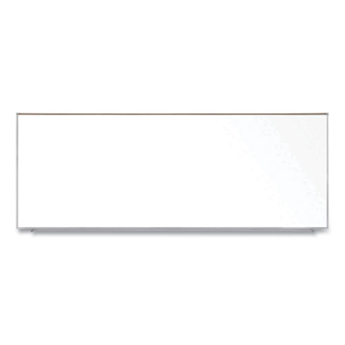 Picture of Magnetic Porcelain Whiteboard with Aluminum Frame and Maprail, 144.59" x 60.47", White Surface, Satin Aluminum Frame