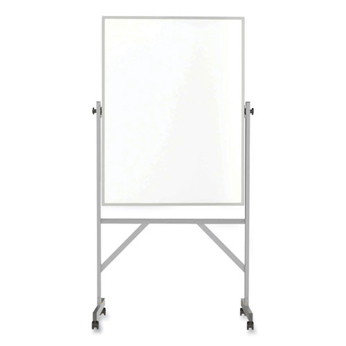 Picture of Reversible Magnetic Porcelain Whiteboard with Aluminum Frame, 36" x 48", White Surface, Satin Aluminum Frame