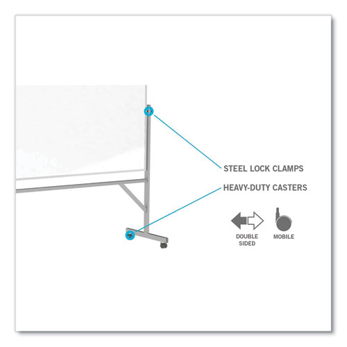 Picture of Reversible Magnetic Porcelain Whiteboard with Aluminum Frame, 36" x 48", White Surface, Satin Aluminum Frame