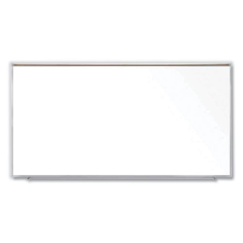 Picture of Magnetic Porcelain Whiteboard with Aluminum Frame and Maprail, 120.59" x 60.47", White Surface, Satin Aluminum Frame