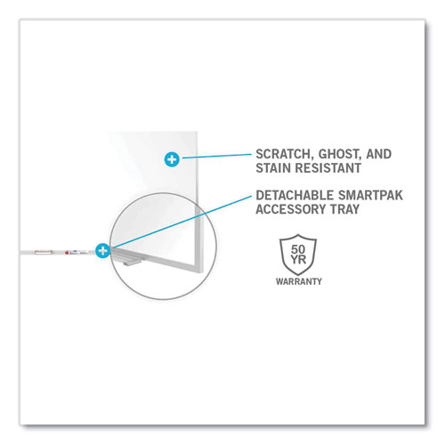 Picture of Magnetic Porcelain Whiteboard with Aluminum Frame and Maprail, 120.59" x 60.47", White Surface, Satin Aluminum Frame