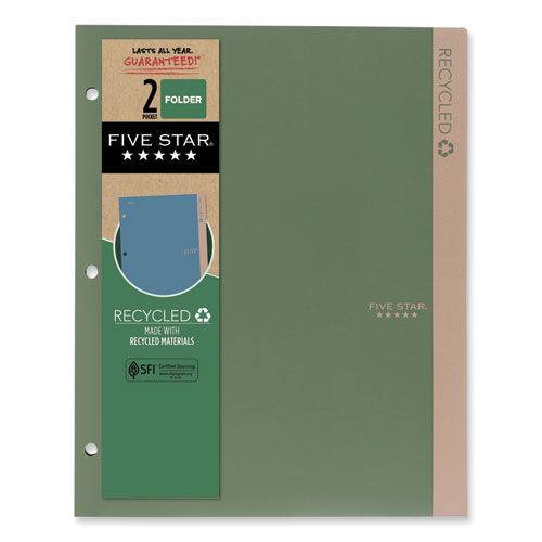 Picture of Recycled Plastic Two-Pocket Folder, 11" x 8.5", Randomly Assorted