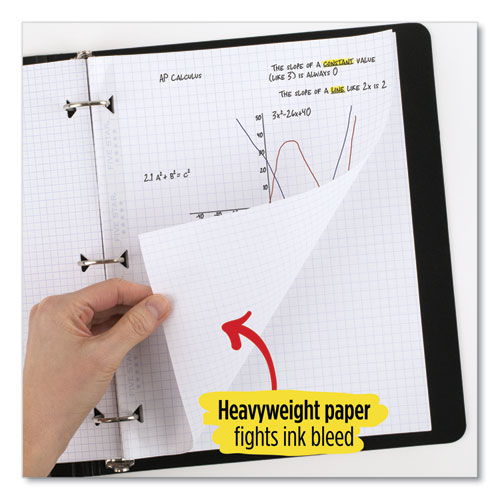 Picture of Reinforced Filler Paper Plus Study App, 3-Hole, 8.5 x 11, College Rule, 80/Pack