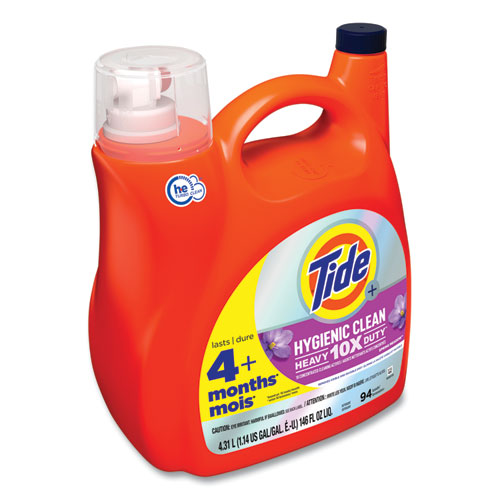 Picture of Hygienic Clean Heavy 10x Duty HE Liquid Laundry Detergent, Spring Meadow Scent, 146 oz Pour Bottle, 4/Carton