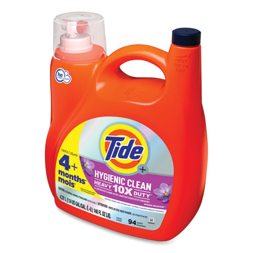 Picture of Hygienic Clean Heavy 10x Duty HE Liquid Laundry Detergent, Spring Meadow Scent, 146 oz Pour Bottle, 4/Carton