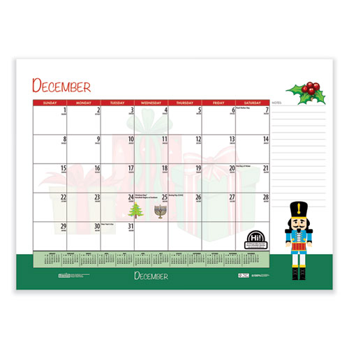 Picture of Recycled Desk Pad Calendar, Illustrated Seasons Artwork, 22 x 17, Black Binding/Corners,12-Month (Jan to Dec): 2025