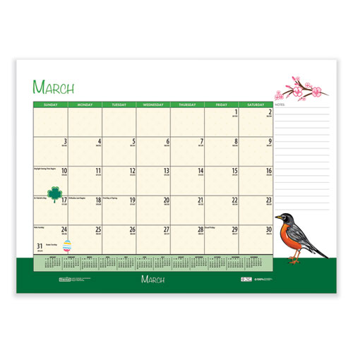 Picture of Recycled Desk Pad Calendar, Illustrated Seasons Artwork, 22 x 17, Black Binding/Corners,12-Month (Jan to Dec): 2025