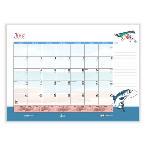 Picture of Recycled Desk Pad Calendar, Illustrated Seasons Artwork, 22 x 17, Black Binding/Corners,12-Month (Jan to Dec): 2025