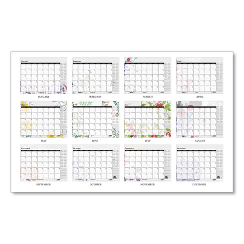 Picture of Recycled Desk Pad Calendar, Wild Flowers Artwork, 22 x 17, White Sheets, Black Binding/Corners,12-Month (Jan-Dec): 2025