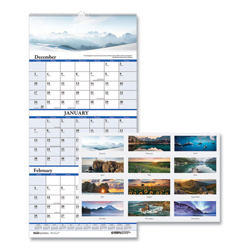 Picture of Earthscapes Recycled 3-Month Vertical Wall Calendar, Scenic Landscapes Photography, 12.25 x 26, 14-Month (Dec-Jan): 2023-2025