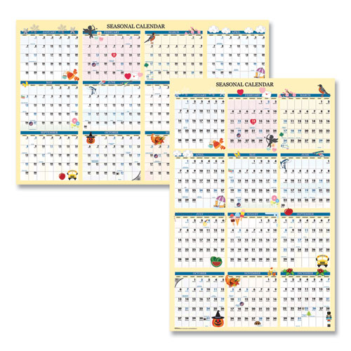 Picture of Recycled Seasonal Laminated Wall Calendar, Illustrated Seasons Artwork, 24 x 37, 12-Month (Jan to Dec): 2024