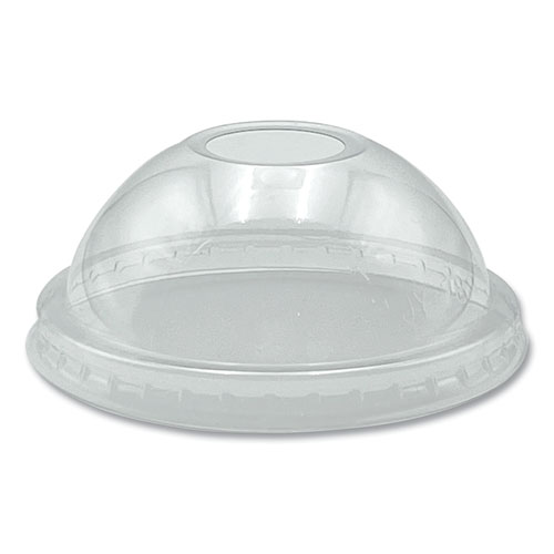 Picture of PET Cold Cup Dome Lids, Fits 9 oz to 10 oz PET Cups, Clear, 100/Pack