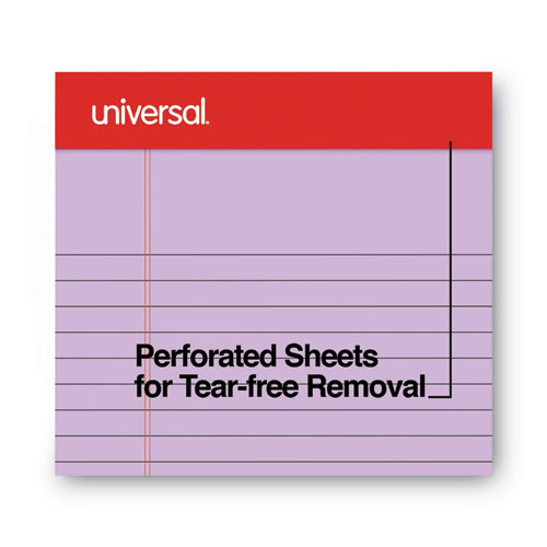 Picture of Perforated Ruled Writing Pads, Narrow Rule, Red Headband, 50 Assorted Pastels 5 x 8 Sheets, 6/Pack