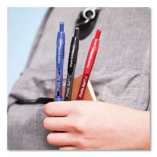 Picture of Profile Ballpoint Pen, Retractable, Medium 1 mm, Red Ink, Translucent Red Barrel, Dozen