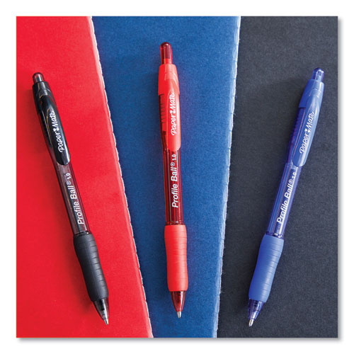 Picture of Profile Ballpoint Pen, Retractable, Medium 1 mm, Red Ink, Translucent Red Barrel, Dozen