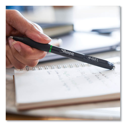 Picture of S-Gel High-Performance Gel Pen, Retractable, Medium 0.7 mm, Green Ink, Black Barrel, Dozen