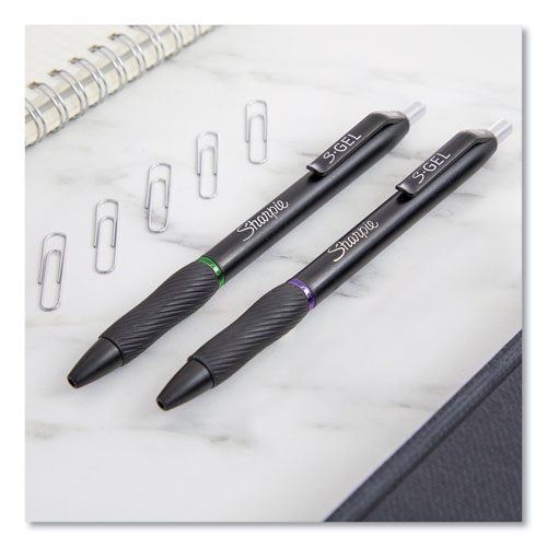 Picture of S-Gel High-Performance Gel Pen, Retractable, Medium 0.7 mm, Green Ink, Black Barrel, Dozen