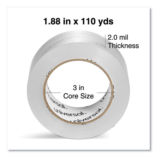 Picture of Quiet Tape Box Sealing Tape, 3" Core, 1.88" x 109 yds, Clear, 6/Pack