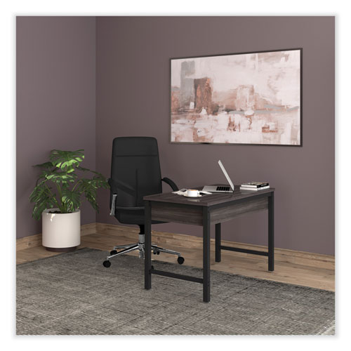 Picture of Leather Task Chair, Supports Up to 275 lb, 18.19" to 21.93" Seat Height, Black Seat, Black Back