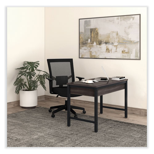 Picture of Mesh Back Fabric Task Chair, Supports Up to 275 lb, 17.32" to 21.1" Seat Height, Black Seat, Black Back