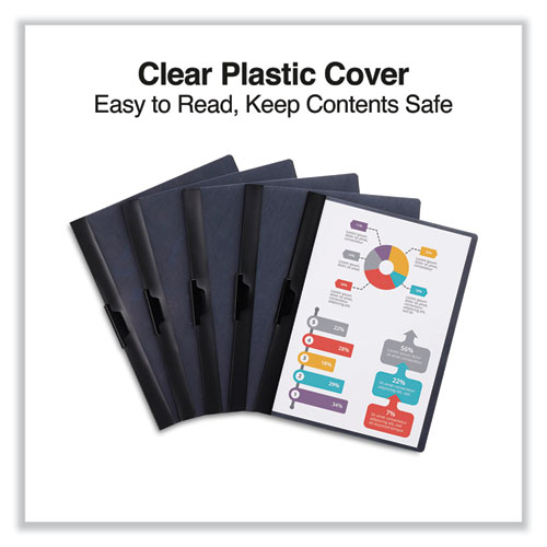 Picture of Clip-Style Report Cover, Clip Fastener, 8.5 x 11, Clear/Black, 5/Pack