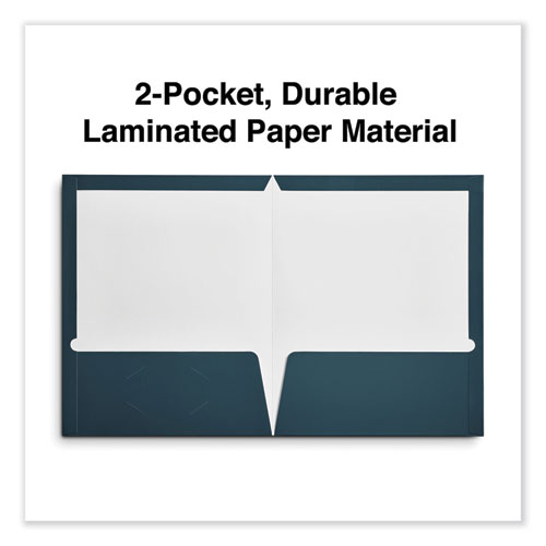 Picture of Laminated Two-Pocket Folder, Cardboard Paper, 100-Sheet Capacity, 11 x 8.5, Navy, 25/Box