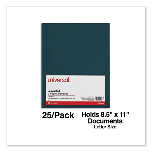 Picture of Laminated Two-Pocket Folder, Cardboard Paper, 100-Sheet Capacity, 11 x 8.5, Navy, 25/Box