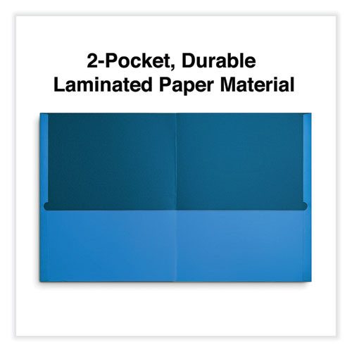 Picture of Two-Pocket Portfolio, Embossed Leather Grain Paper, 11 x 8.5, Light Blue, 25/Box