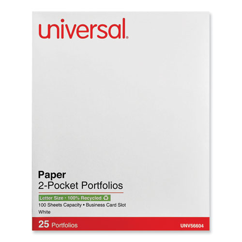 Picture of Two-Pocket Portfolio, Embossed Leather Grain Paper, 11 x 8.5, White, 25/Box