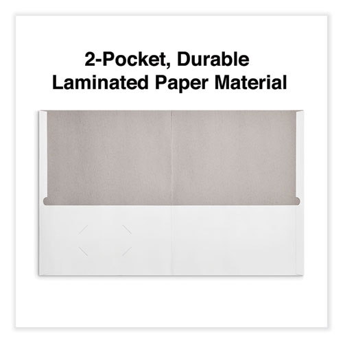 Picture of Two-Pocket Portfolio, Embossed Leather Grain Paper, 11 x 8.5, White, 25/Box