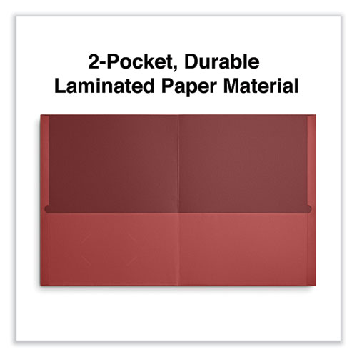 Picture of Two-Pocket Portfolio, Embossed Leather Grain Paper, 11 x 8.5, Red, 25/Box