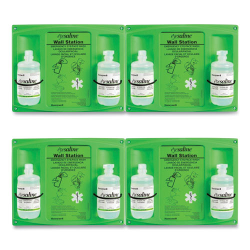 Picture of Double Bottle Sterile Saline Eye Wash Wall Station, 16 oz Bottles, 2 Bottles/Station, 4 Stations/Carton