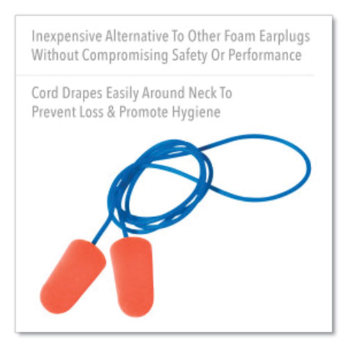 Picture of X-TREME Corded Disposable Earplugs, Corded, One Size Fits Most, 32 dB, Orange, 1,000/Carton