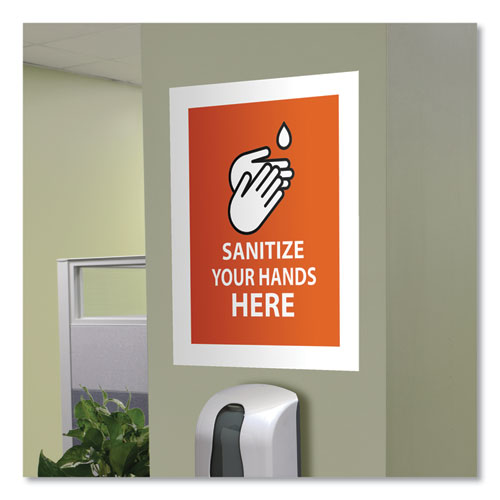 Picture of Self Adhesive Sign Holders, 11 x 17, Clear with White Border, 2/Pack