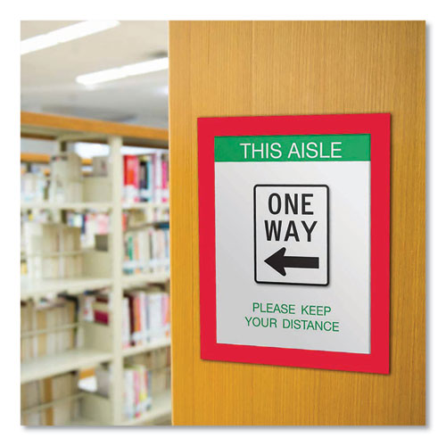 Picture of Self Adhesive Sign Holders, 11 x 17 Insert, Clear with Red Border, 2/Pack