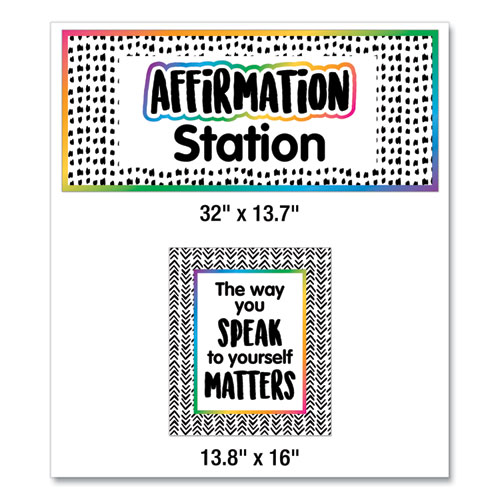 Picture of Motivational Bulletin Board Sets, Affirmation Station, 13.8" x 16", Multicolor, 32/Set