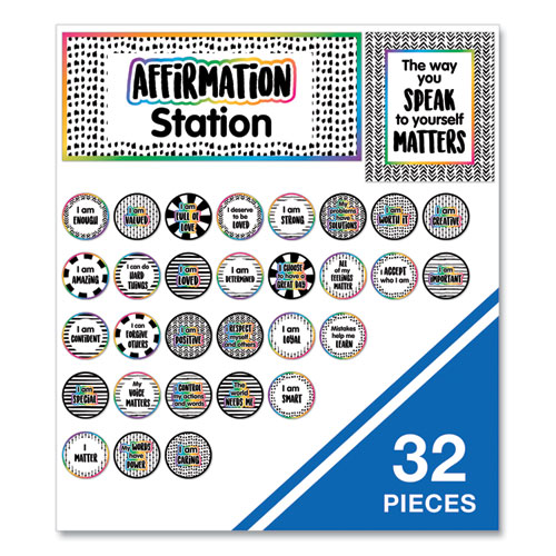 Picture of Motivational Bulletin Board Sets, Affirmation Station, 13.8" x 16", Multicolor, 32/Set