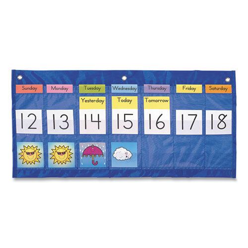 Picture of Weekly Calendar with Weather, 21 Pockets, 25 x 12.75, Blue