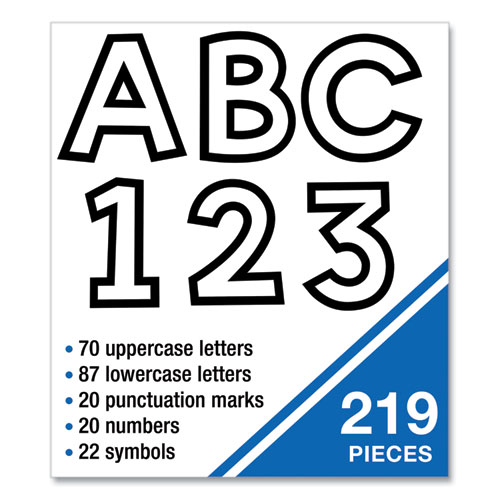 Picture of EZ Letter Combo Packs, White with Black Trim, 4"h, 219 Characters