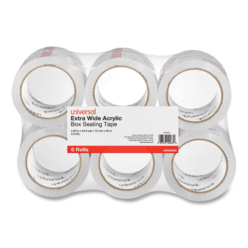 Picture of Extra-Wide Moving and Storage Packing Tape, 3" Core, 2.83" x 54.7 yd, Clear, 6/Pack