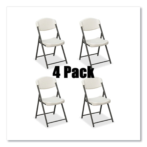 Picture of Rough n Ready Commercial Folding Chair, Supports Up to 350lb, 18" Seat Height, Platinum Granite Seat/Back, Black Base, 4/Pack