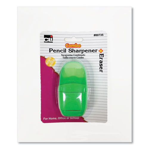 Picture of One-Hole Pencil Sharpener/Eraser Combo, 1" x 0.75", Randomly Assorted Colors