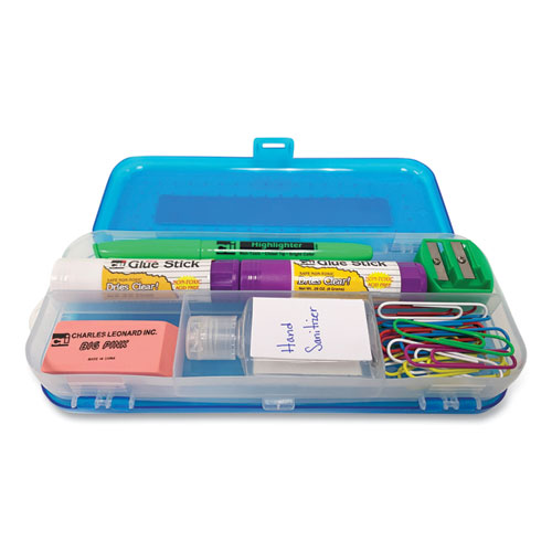 Picture of Double-Sided 5-Compartment Pencil Box, 8.5 x 3.5 x 1.5, Randomly Assorted Colors