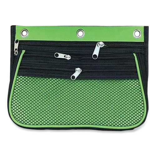 Picture of Three-Pocket Binder-Insertable Expandable Pencil Pouch, 10.25 x 7.5, Assorted Colors, 3/Pack