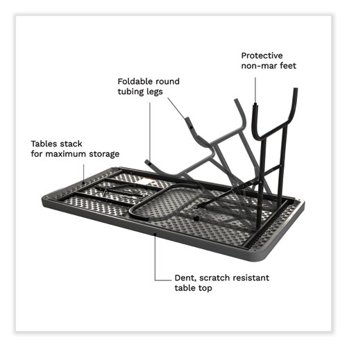 Picture of IndestrucTable Commercial Folding Table, Rectangular, 48" x 24" x 29", Charcoal Top, Charcoal Base/Legs